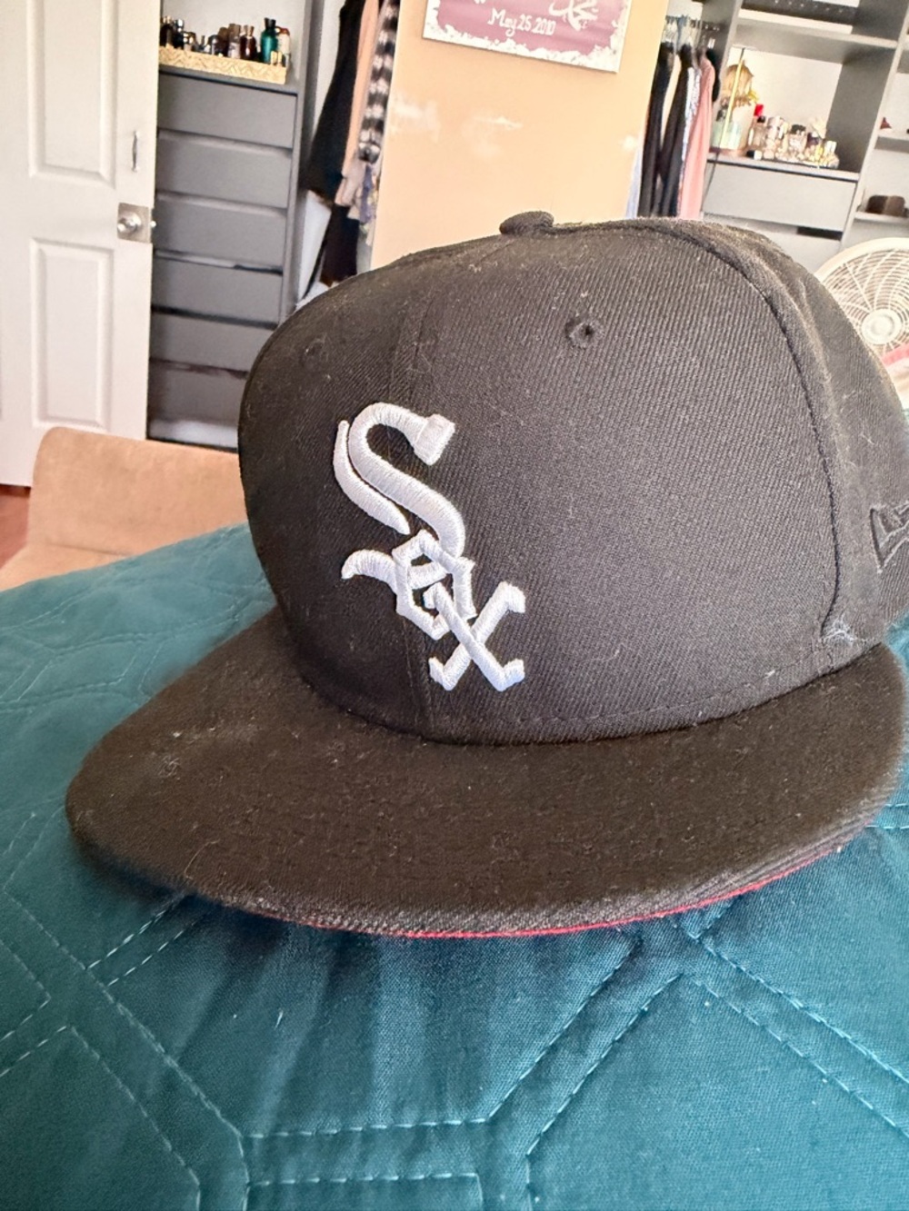 New Era Black Interior 59FIFTY Fitted Cap with Red Brim